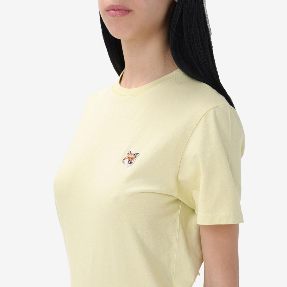 메종키츠네 폭스 헤드 패치 레귤러 반팔 티셔츠 초크 옐로우 여성